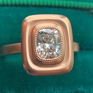 💎 18k RG Ideal Cut Cushion Diamond Solitaire Ring